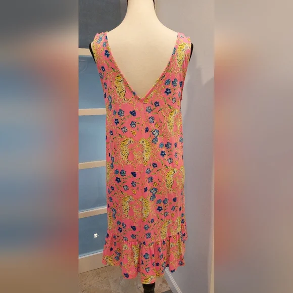 Lilly Pulitzer Pink Dress with Blue and Yellow Floral Design - Picture 4 of 5